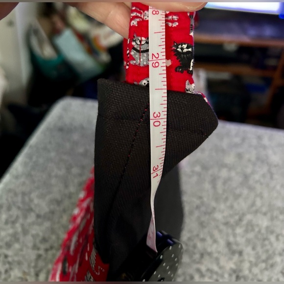 BonEful FABRIC FQ Cotton Quilt Red Black White B&W Kitty Cat Cartoon Heart Bag - Picture 7 of 10